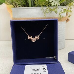 Swarovski Sparkling Dance Trilogy Necklace white ,rose gold-tone plate 5646734